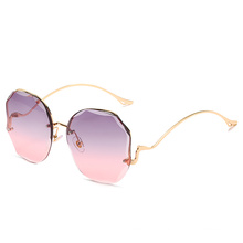 rimless round ocean color sun glasses women 2020 new arrivals fashion shades designer logo luxury metal sunglasses women 3609